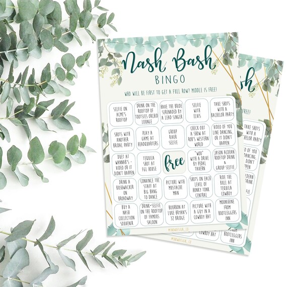 Nashville Bachelorette Bingo Nash Bash Scavenger Hunt Etsy