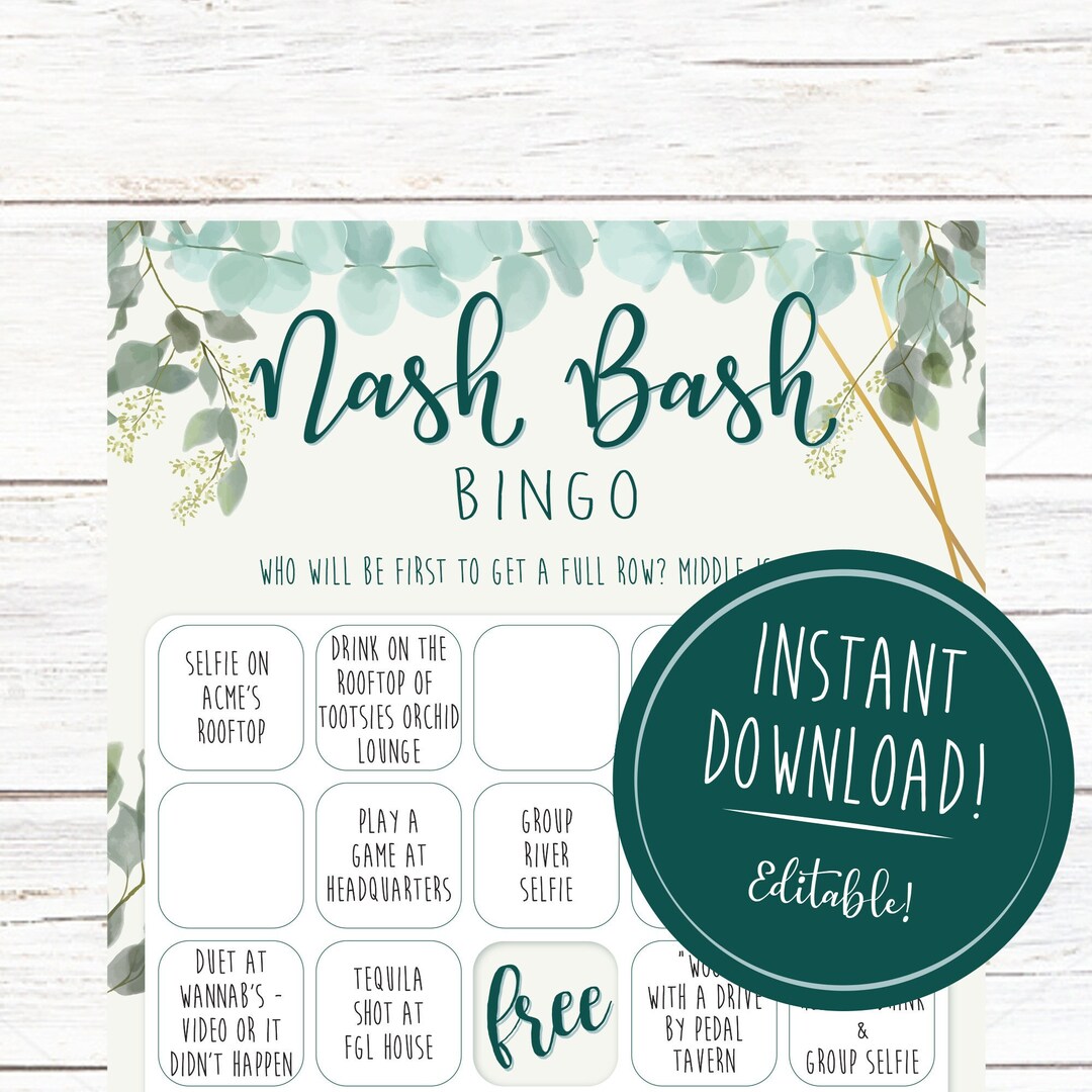 Editable Nashville Bingo Game / Nash Bash / Scavenger Hunt / Nashville