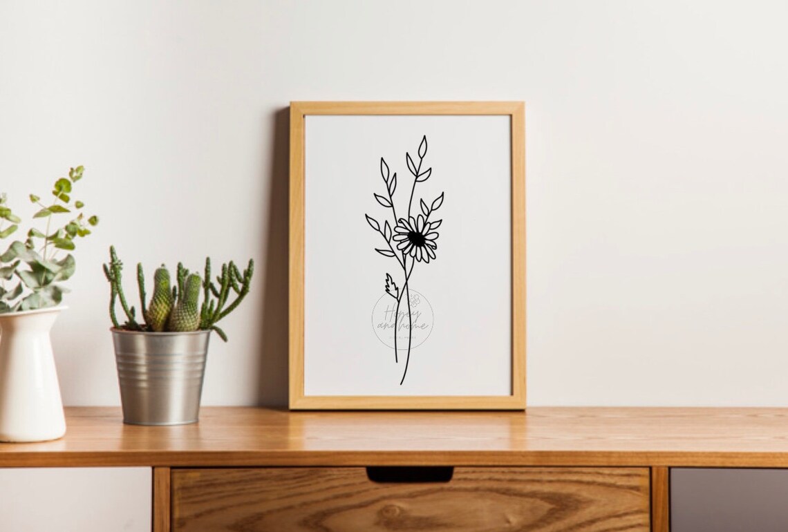 Minimalist Flower Art Birth Flower Tattoo Customizable Birth - Etsy