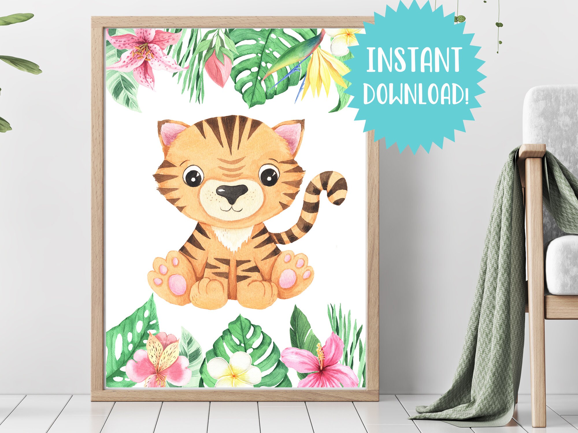 Baby Tiger Nursery Wall Art Wild Animal Nursery Print Baby Etsy