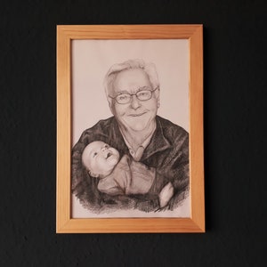 Portraitzeichnung vom Foto Bleistift oder Kohle A4 Auftragszeichnung nach Fotovorlage Geschenk Bild 6