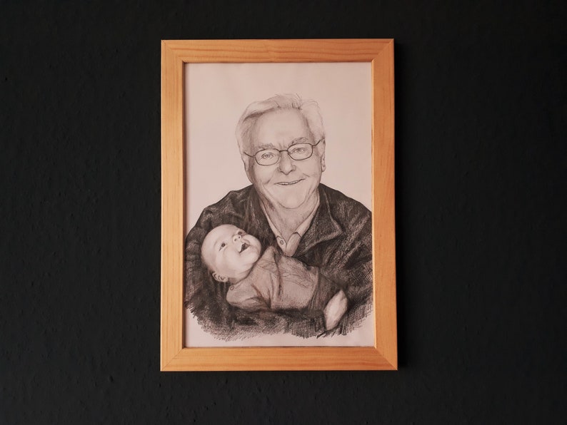 Custom portrait drawing from photo pencil or charcoal gift idea image 6