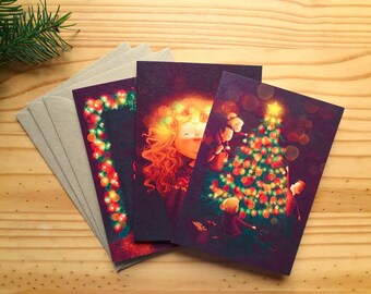 Christmas card set of 3 pieces "Shine of Lights" with envelopes