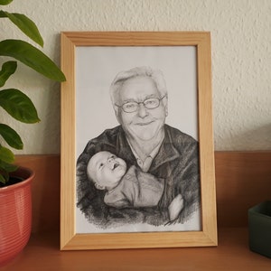 Dessin de portrait à partir d'un crayon photo ou d'un fusain Dessin commandé A4 basé sur un modèle photo cadeau image 5