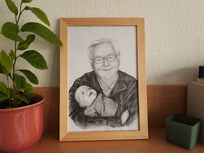 Portraitzeichnung vom Foto Bleistift oder Kohle A4 Auftragszeichnung nach Fotovorlage Geschenk Bild 5