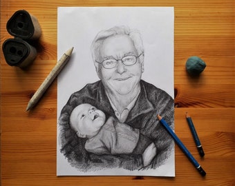 Portraitzeichnung vom Foto Bleistift oder Kohle A4 Auftragszeichnung nach Fotovorlage Geschenk