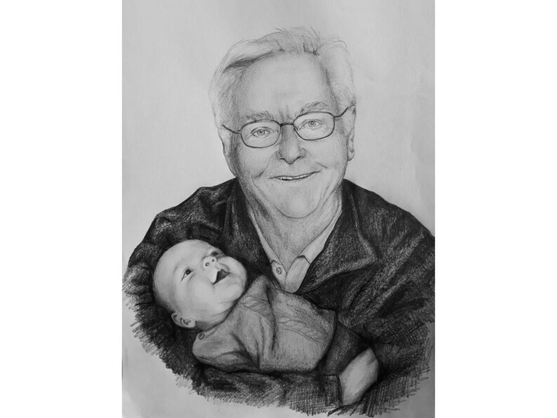 Dessin de portrait à partir d'un crayon photo ou d'un fusain Dessin commandé A4 basé sur un modèle photo cadeau image 2