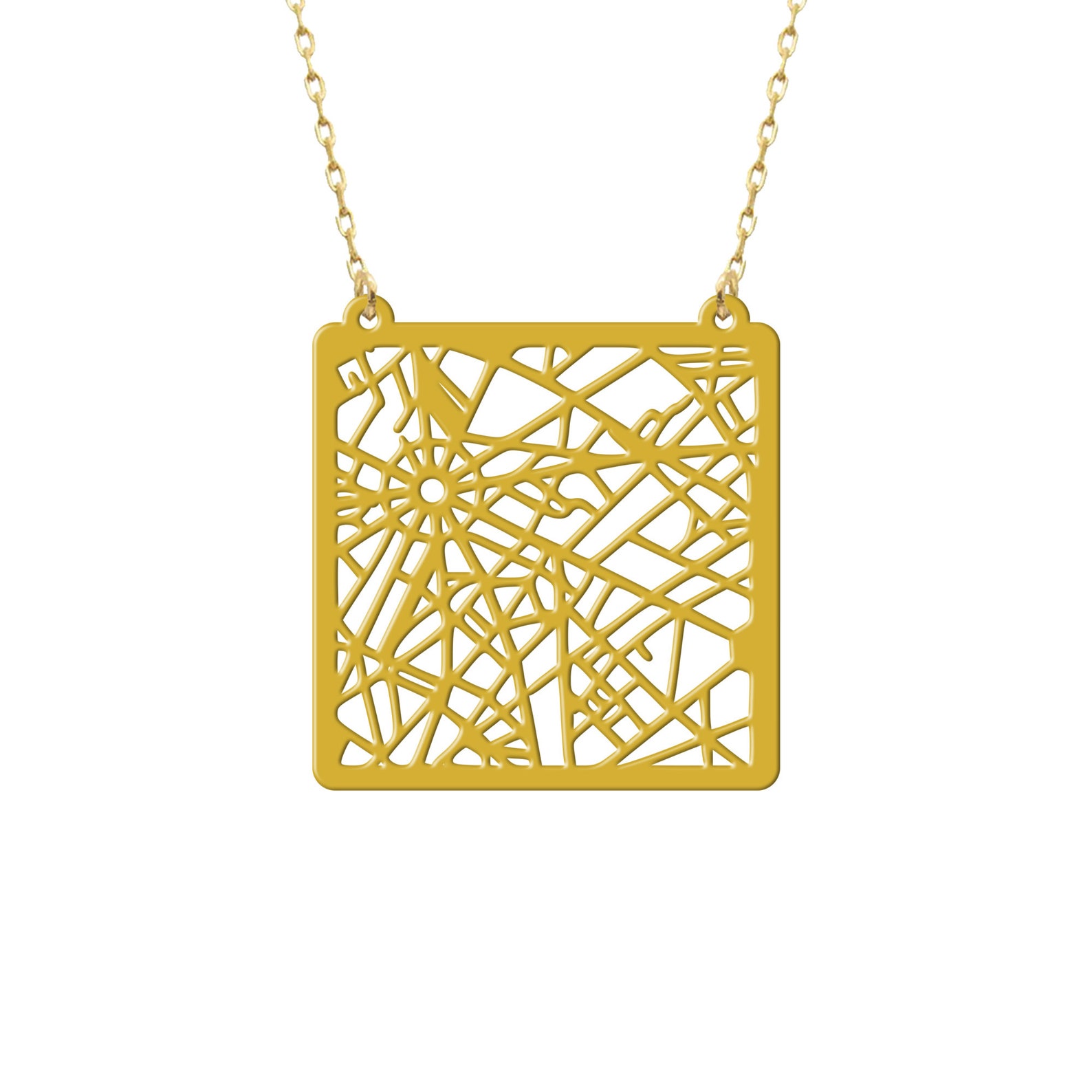 Paris City Map Necklace, Map Necklaces, Silver Map Necklaces, Map, Map