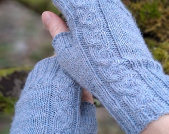 FOG - Fingerless gloves - PDF Knitting pattern - Alpaca wool mittens for women