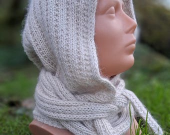 Hooded Scarf Knitting Pattern – Eira Hooded Wrap – PDF Download