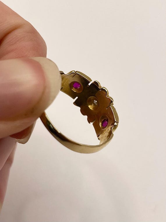 Antique 18ct Diamond and Ruby Chester ring - image 5