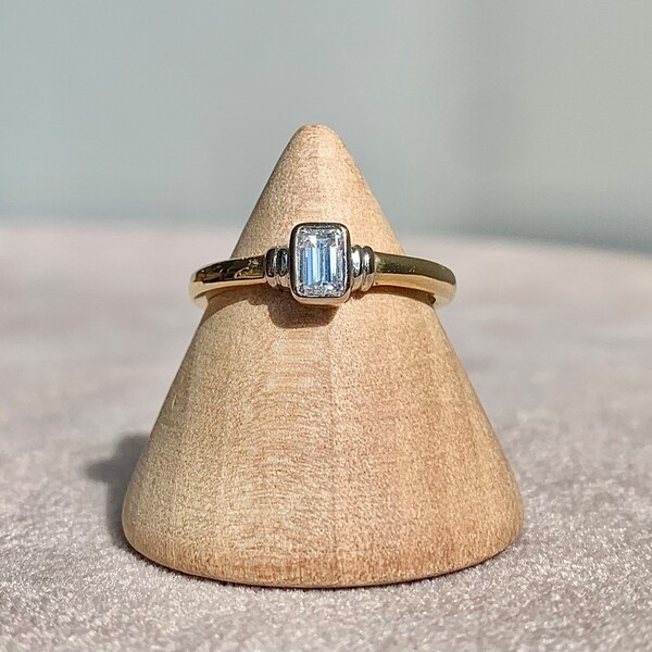 Reserved- Vintage 18ct Gold Emerald Cut Diamond Ring