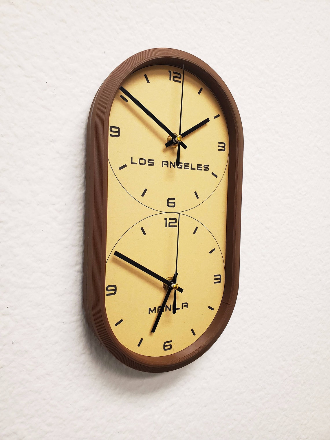 Dual Time Zone Wall Clock Customize Time Zone Etsy