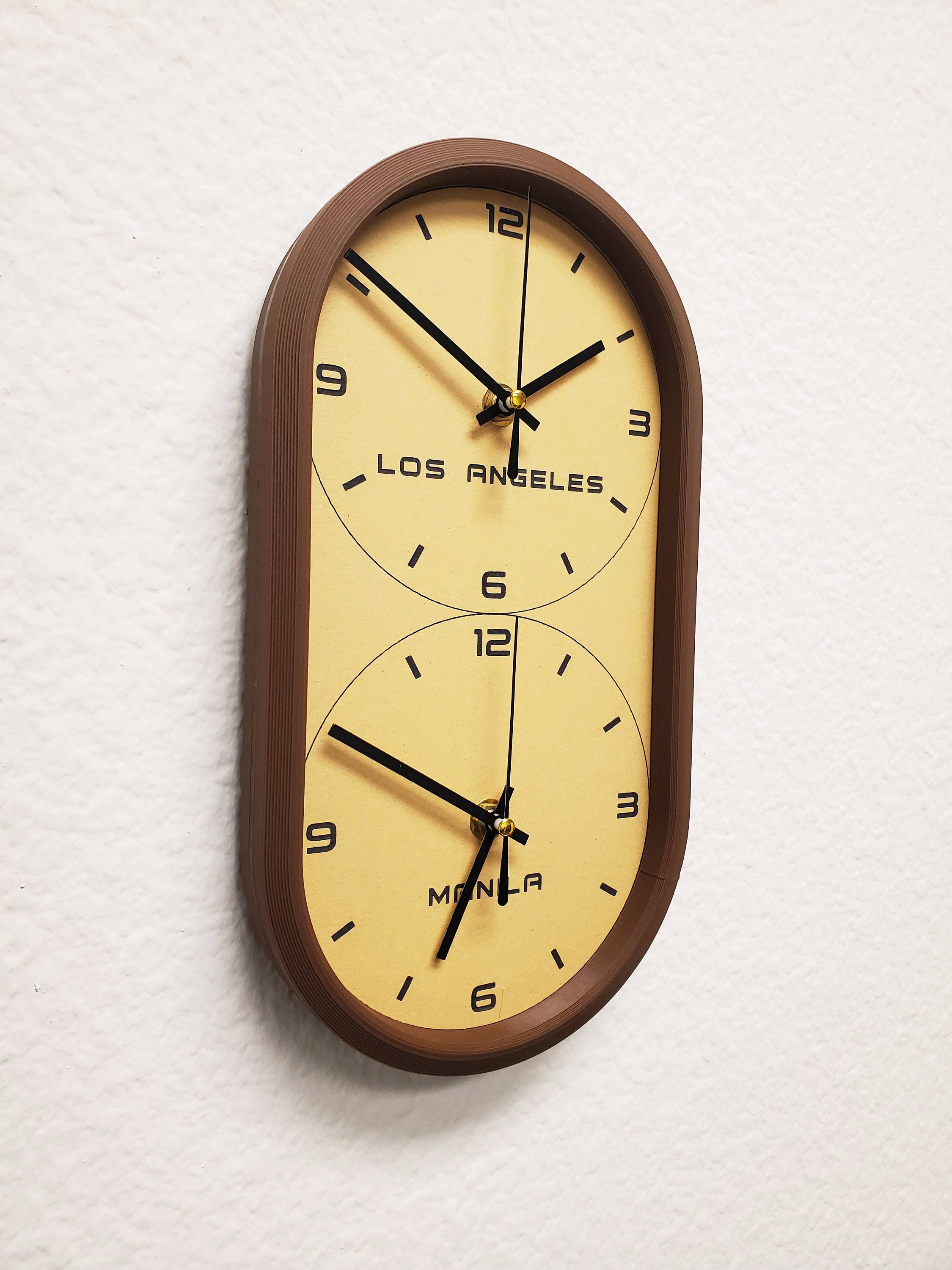 Dual Time Zone Wall Clock Customize time zone Etsy