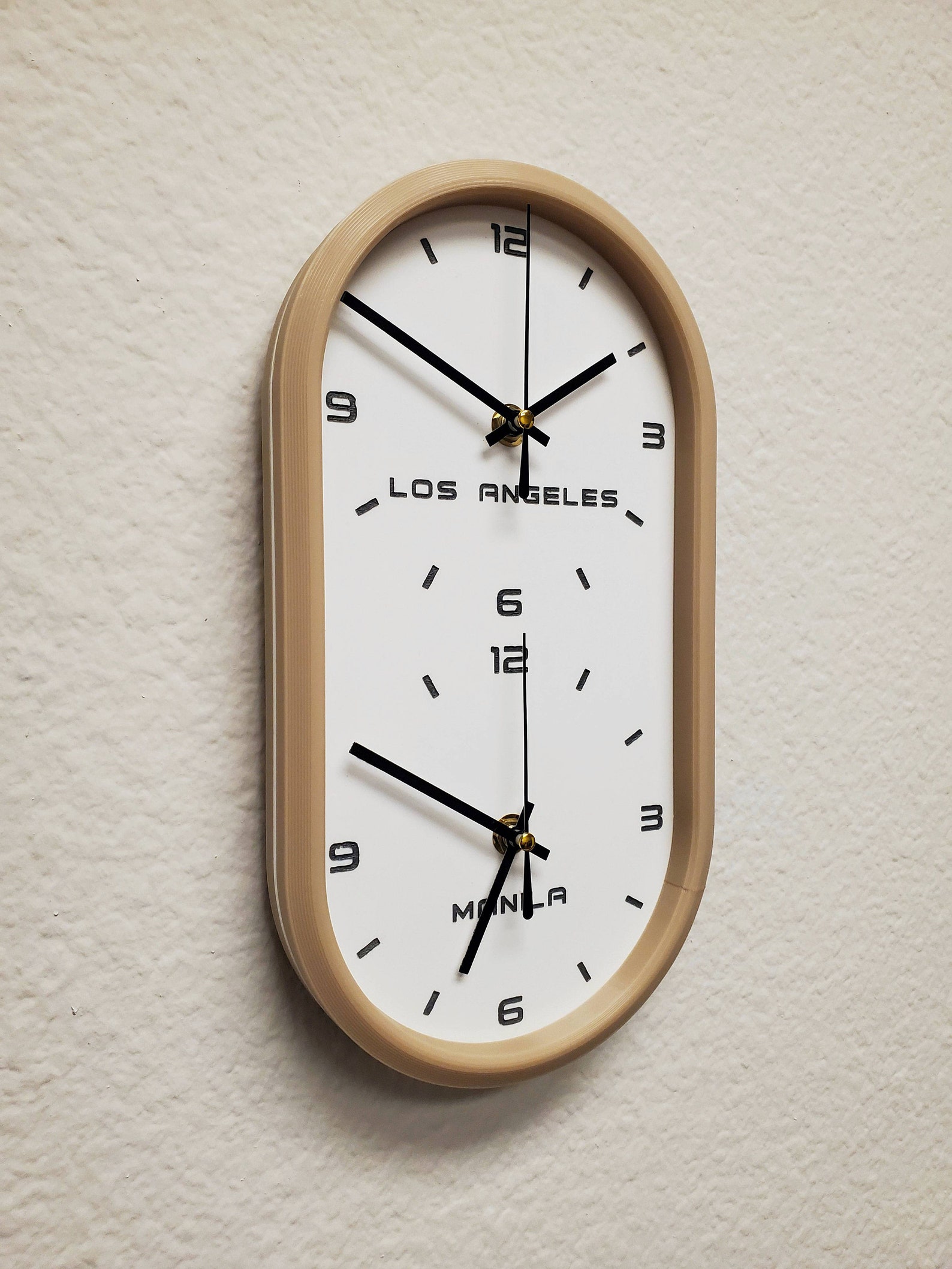 Dual Time Zone Wall Clock Customize Time Zone Etsy