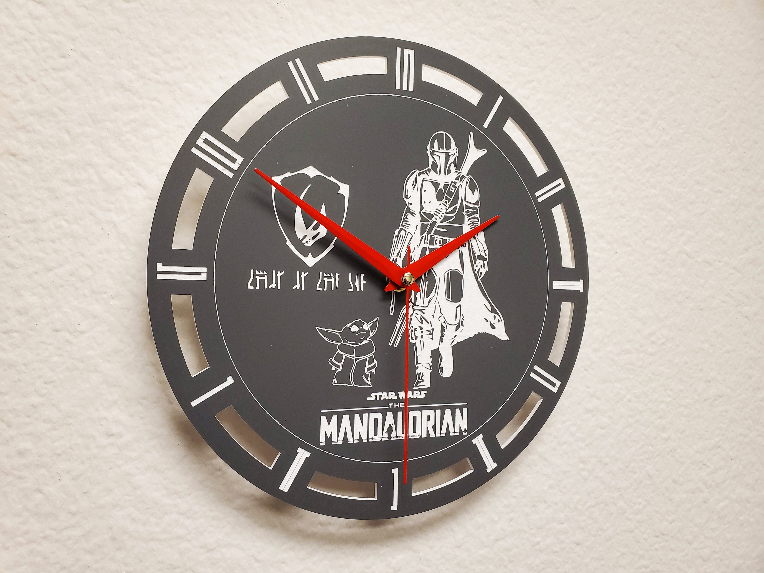 Mandalorian inspired decorative wall clock. With Grogu Baby | Etsy