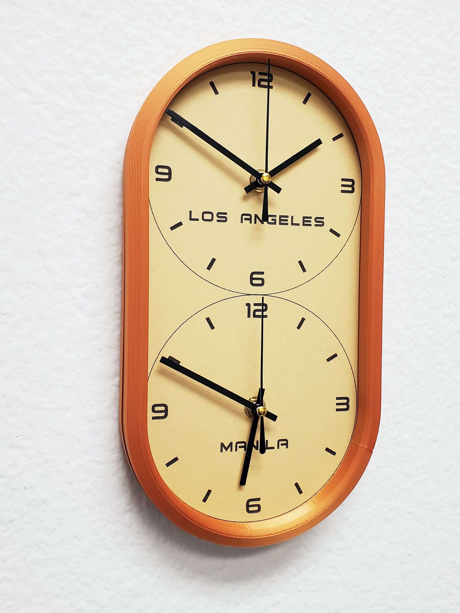 Dual Time Zone Wall Clock Customize Time Zone Etsy