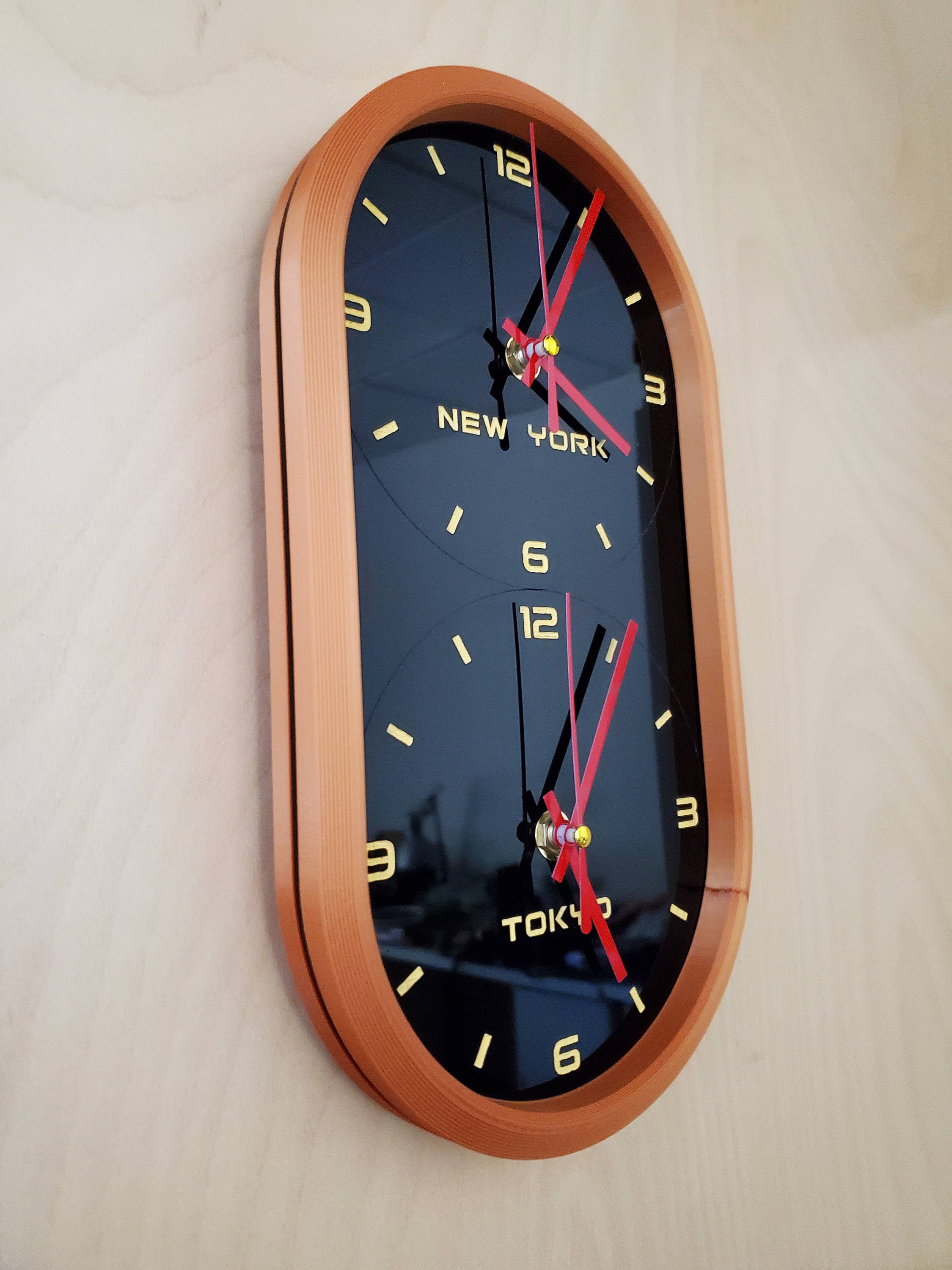 Dual Time Zone Wall Clock Customize Time Zone Etsy UK