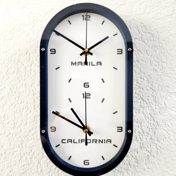Dual Time Zone Clock Etsy