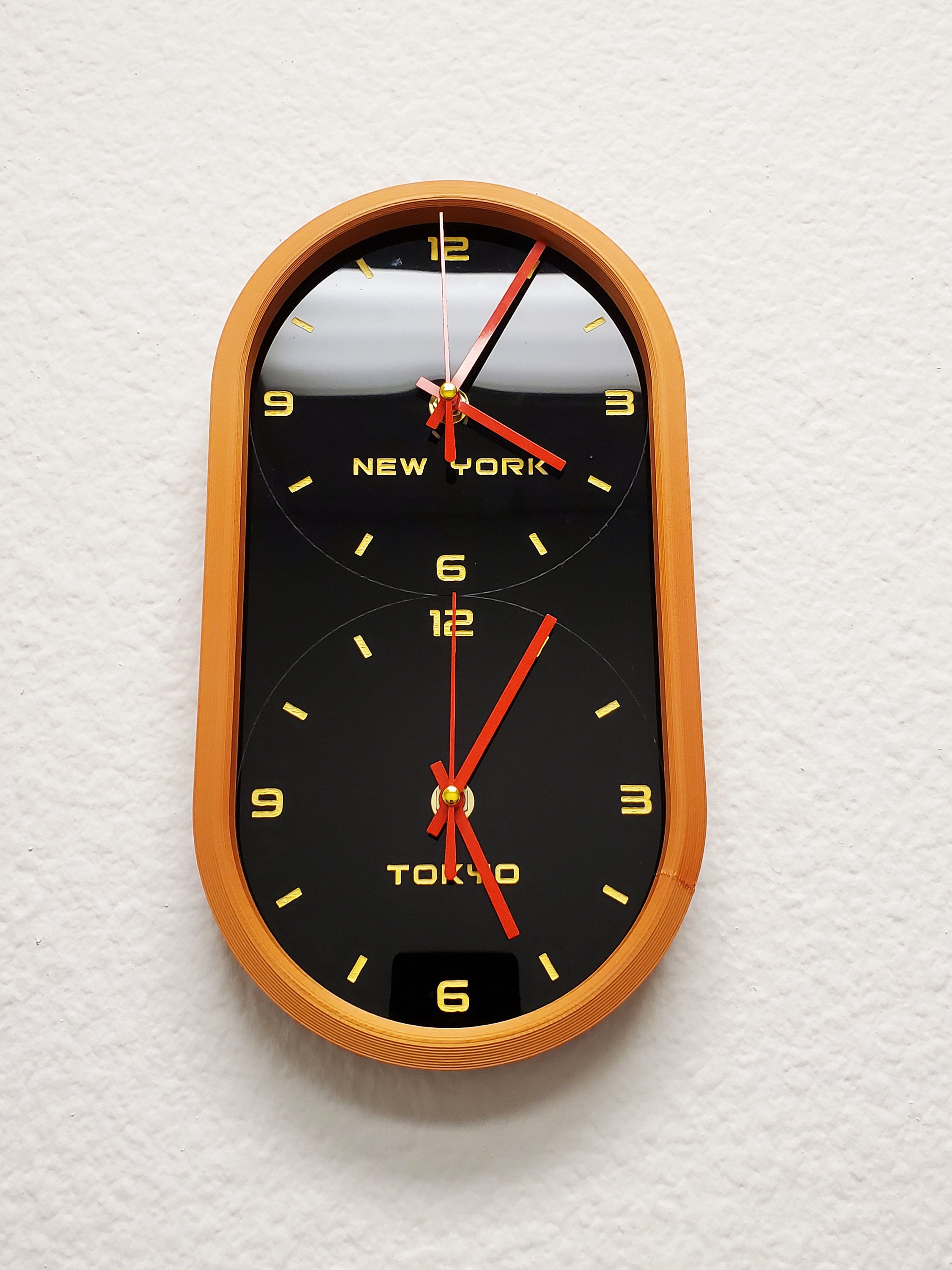 Dual Time Zone Wall Clock Customize Time Zone Etsy UK