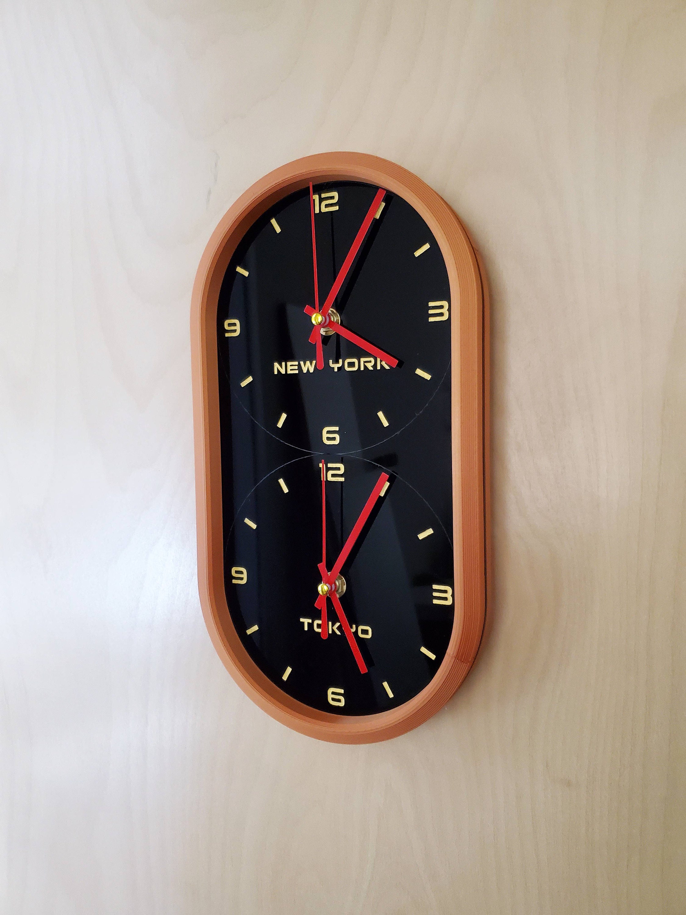 Dual Time Zone Wall Clock Customize Time Zone Etsy UK