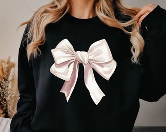 Fun Coquette Sweatshirt Big Bow Cute Crewneck for Girlie Girl Soft Girl Aesthetic Y2K Apparel Best Friend Gift for Her Social Club Mom Shirt