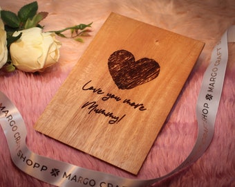 Wooden Mother's Day Card - Love You More Mummy