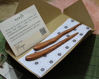 Handmade Wooden Hair Sticks – Straight & Wavy Pair, Minimalist Gift for Her