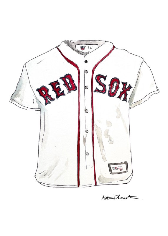 Boston Red Sox Jersey Watercolor Print 