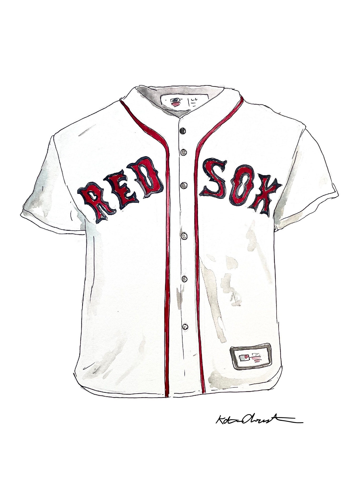 Boston Red Sox Jersey watercolor print
