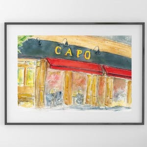 Capo Restaurant Watercolor Print: South Boston Landmark Art