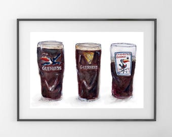 ギネス水彩画：アイリッシュパブのビールアート