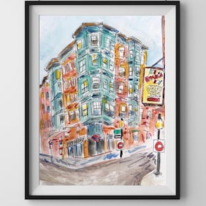 Boston North End Bova’s Bakery watercolor print
