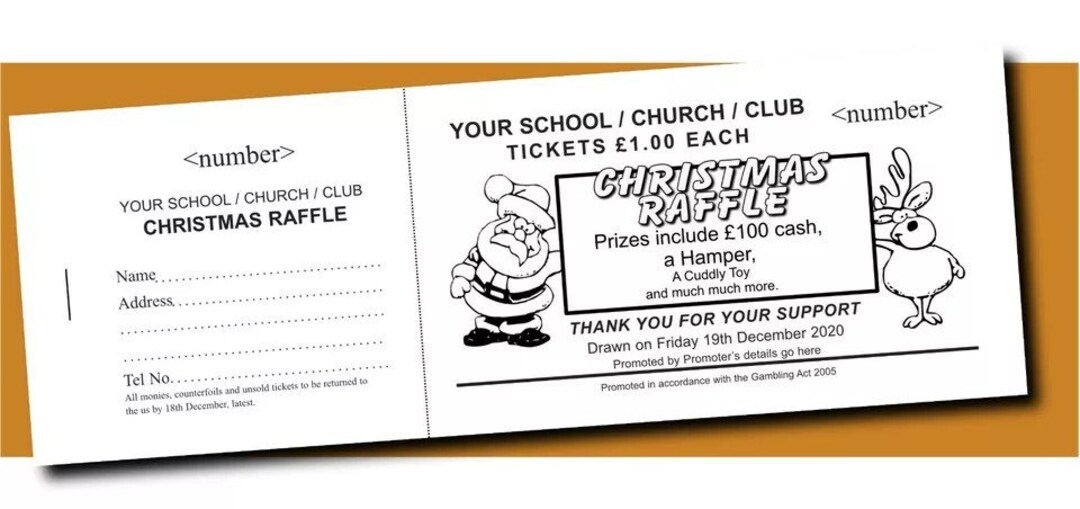 250 Raffle Tickets in Books of 5 Made to Order Fundraising, Prize Draw ...