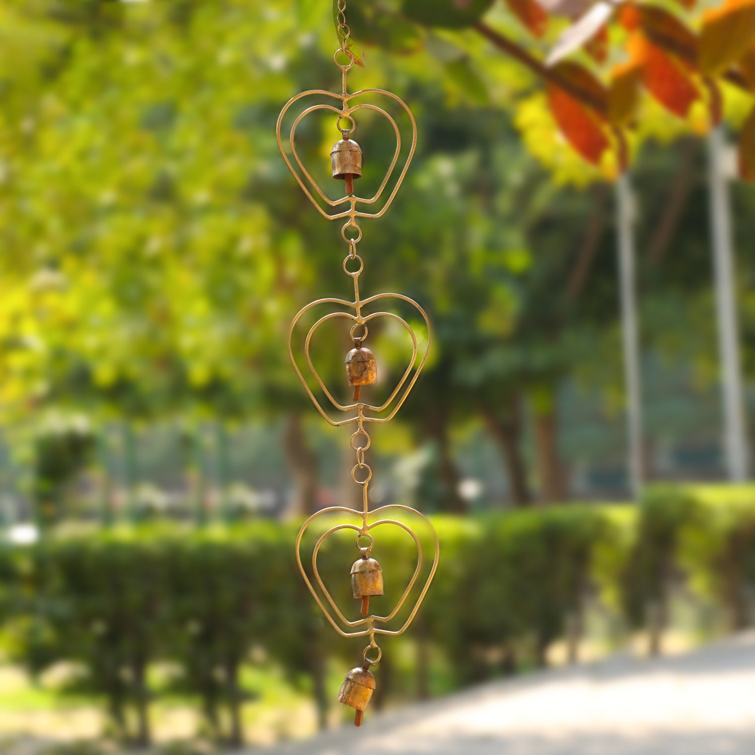 Hand gehämmert 4 Glocken Herz Windspiel Kupfer beschichtet | Etsy
