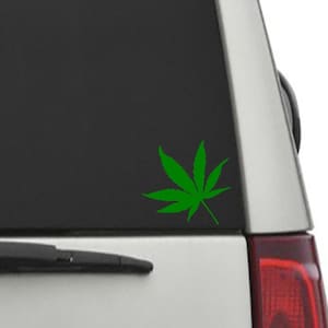 Single marijuana leaf car decal - weed vinyl sticker - perfect for cars, trucks, or smooth jars  - cannabis gift idea - 420 friendly design