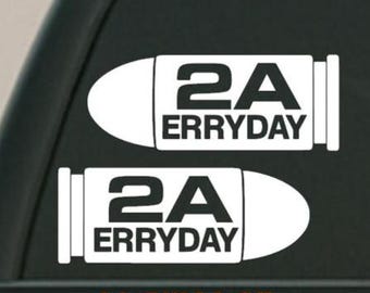2a erryday 9mm vinyl second amendment decal pro 2a sticker for car, am mo can, window, pew case, patriotic decal for firearm enthusiasts