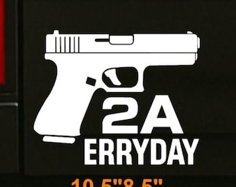 2a erryday 9mm vinyl second amendment decal pro 2a sticker for car, am mo can, car truck window decal, case, patriotic decal for enthusiasts