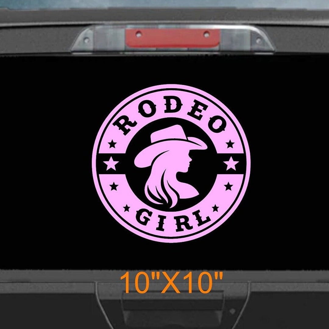 Pink Rodeo Decals Rodeo Girl Vinyl Car Decal Cowgirl Hat Sticker Western Rodeo Inspired ...