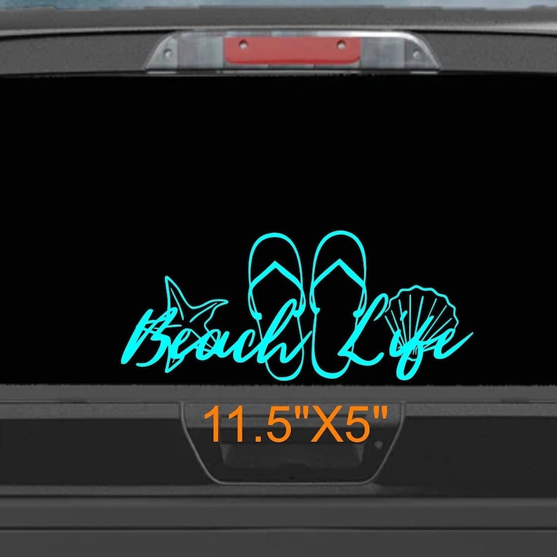 Cute Beach Life Flip Flops and Shells Graphic, Car, Truck, Window Decal ...