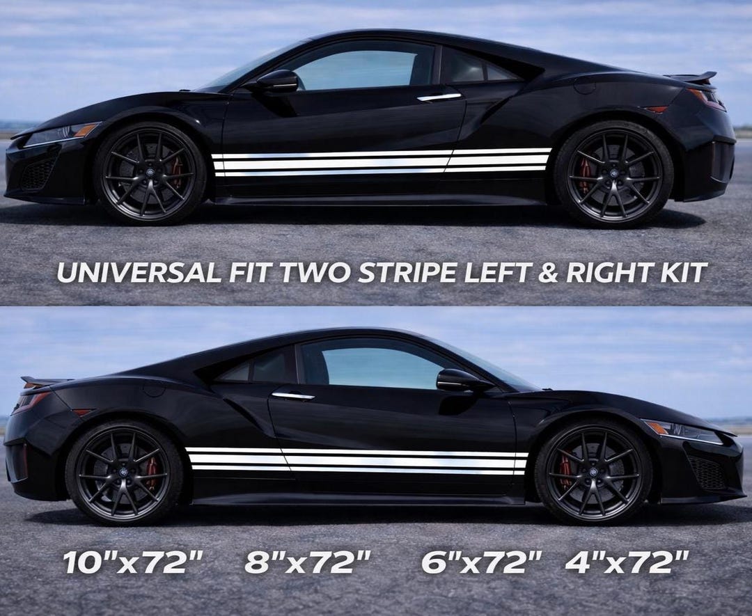 Two Lane Racing Sticker Side Stripe Racing Decal Fits Any Car Vehicle Graphic 3m Vinyl Sticker ...