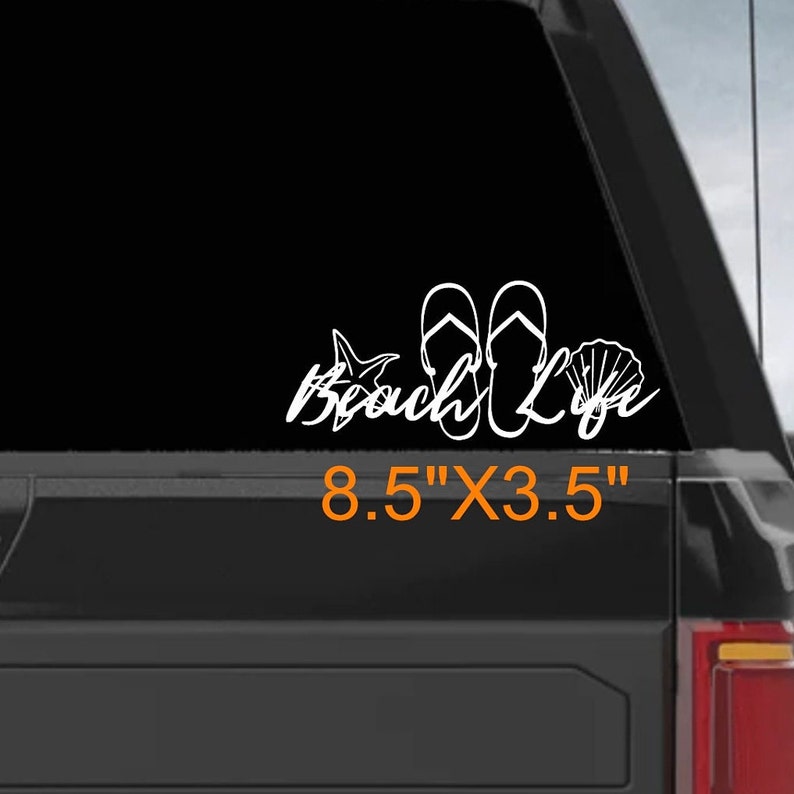 Cute Beach Life Flip Flops and Shells Graphic, Car, Truck, Window Decal ...