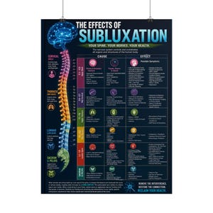 Subluxation Spine Anatomy Rolled Poster | Chiropractic Effects Chart | Nervous System Chart | Health and Wellness