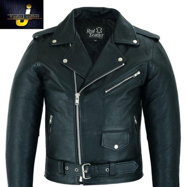 Kultige Marlon Brando Jacke - Vintage Motorrad-Stil, Herrenleder Bikerjacke, zeitloses Rebel-Modestatement Perfecto