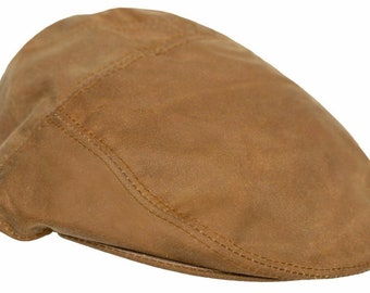 British Cotton Wax Tan Flat Cap Casual Hunting Classic Headwear Accessory