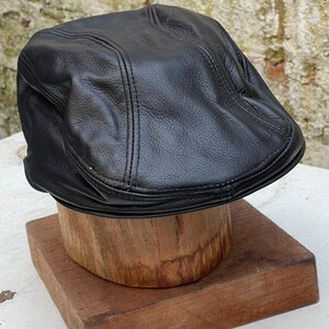 Mens Real Peaky Leather Flat Cap Newsboy Cabbie Gatsby Golf Cap Driver