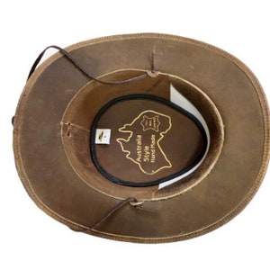 Men's Real Leather Australian Western Cowboy Style Tan Crazy Horse Bush Hats image 6