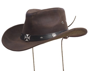 Handcrafted Western Cowboy Hat with Cross Embellishment - Unique Rodeo Style, Religious Fashion Statement, Cowboy Gift