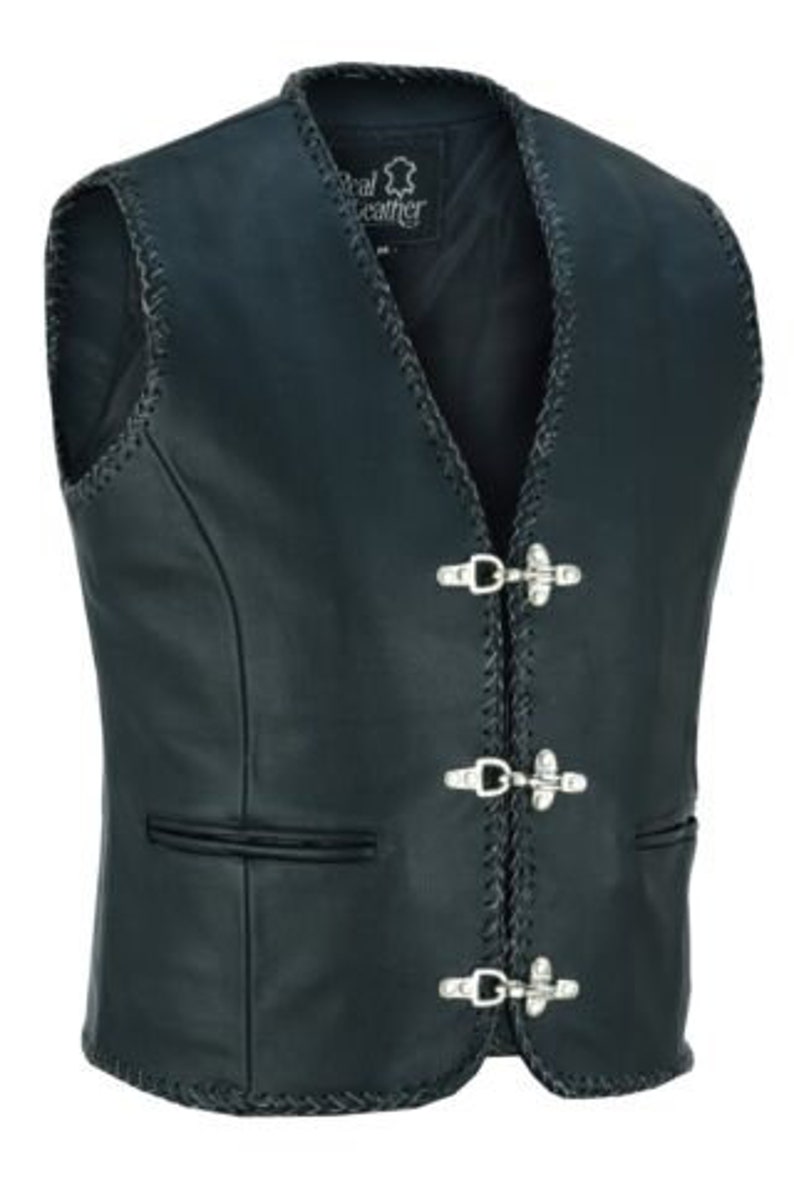 Mens Motorcycle Leather Vest Australian Western Gilet Fish Etsy