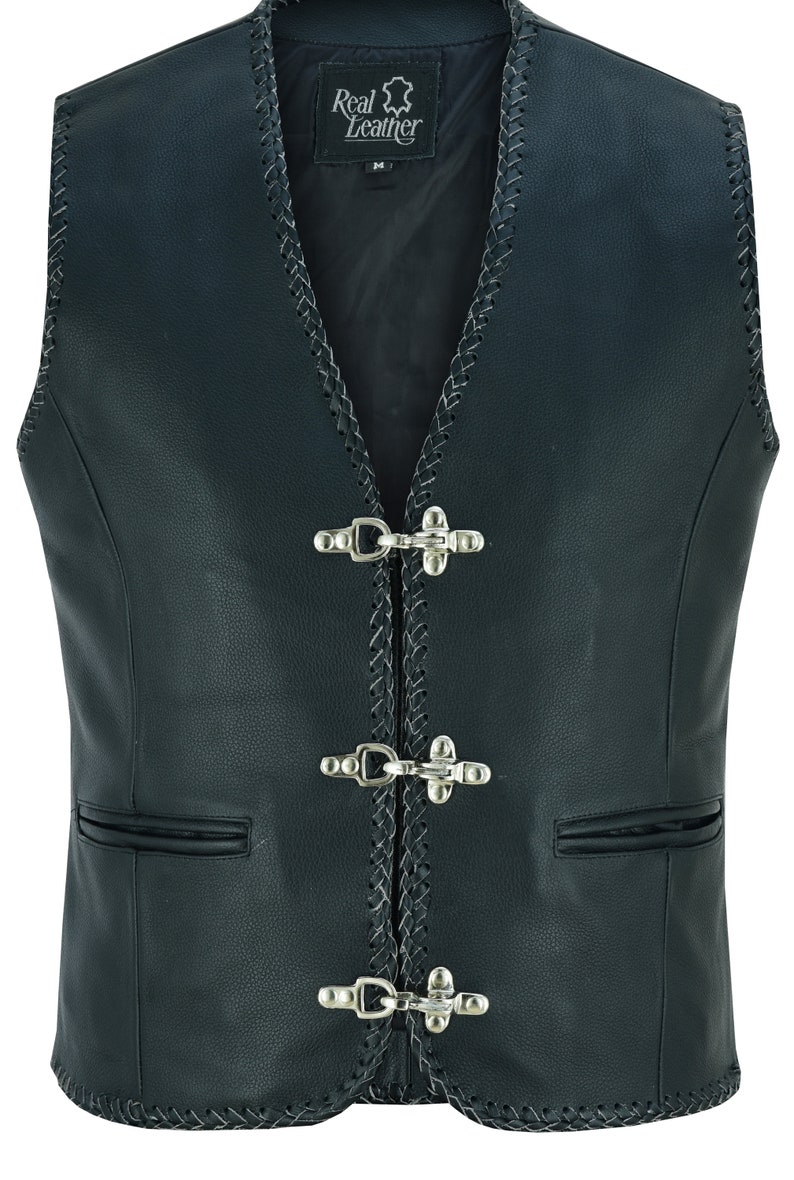 Mens Motorcycle Leather Vest Australian Western Gilet Fish Etsy